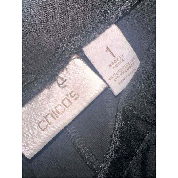 Great Condition Chicos Pants size 1 (small) Black Wide Leg Pull On Pants Comfy L - Picture 3 of 5
